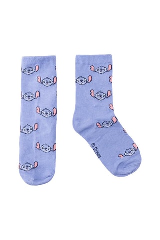 5 pares de meias Stitch Lilo e Stitch Disney - Branco, malva e rosa