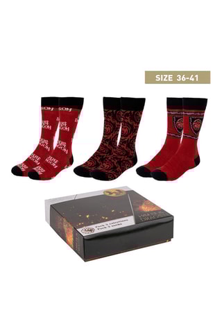 3 pares de meias House of the Dragon - Vermelho