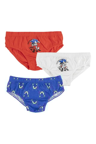 3 cuecas Sonic Branco, vermelho e azul-cobalto