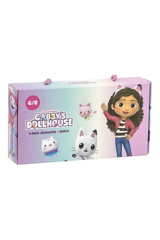 5 cuecas Gabby e a Casa de Bonecas - Rosa e branco