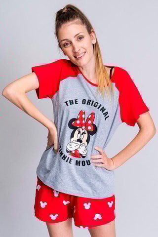 Pijama Minnie Disney Vermelho e cinzento