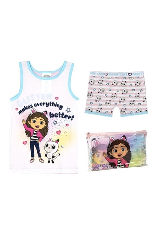 Pijama e estojo de transporte Gabby e a Casa Mágica - Branco e rosa
