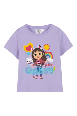 T-shirt Gabby e a Casa Mágica - Violeta e branco