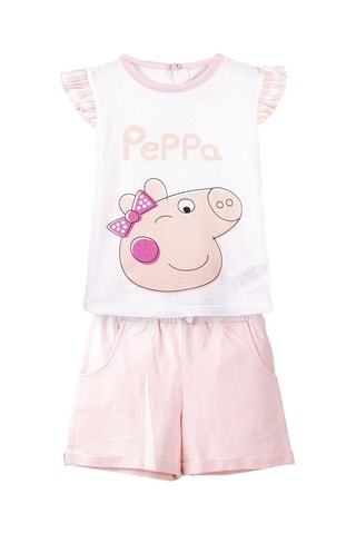 T-shirt e calções Porquinha Peppa Branco e rosa