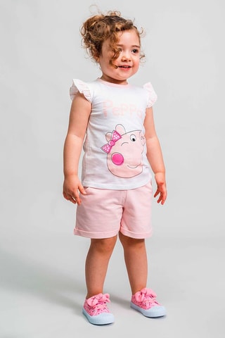 T-shirt e calções Porquinha Peppa Branco e rosa