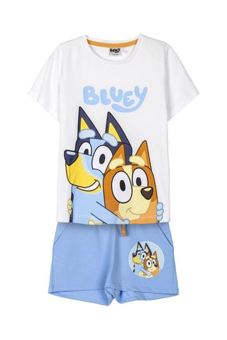 T-shirt e calções Bluey Branco e azul-celeste
