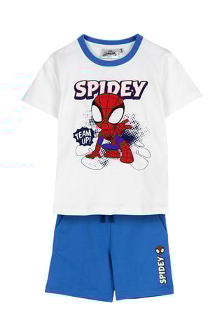 T-shirt e calções Spidey e os seus amigos espetaculares Marvel - Branco e azul