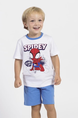T-shirt e calções Spidey e os seus amigos espetaculares Marvel - Branco e azul