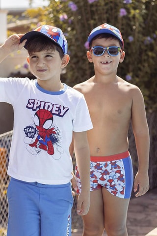 T-shirt e calções Spidey e os seus amigos espetaculares Marvel - Branco e azul