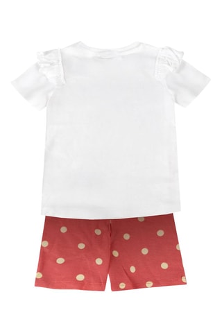 T-shirt e calções Minnie Disney - Coral e branco