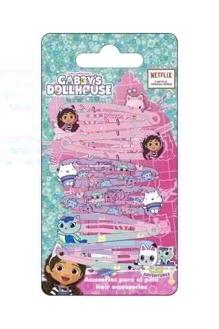 6 pinças para cabelo Gabby e a Casa Mágica - Rosa