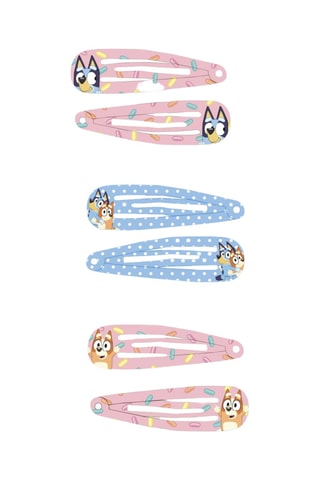 6 pinças para cabelo Bluey e Bingo Bluey - Azul-celeste e rosa