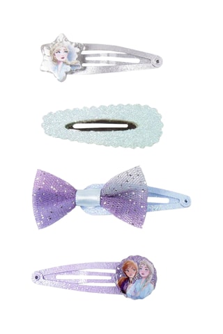 4 molas para cabelo Elsa e Anna Frozen Disney - Azul-celeste