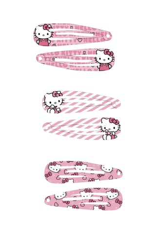 6 elásticos para cabelo Hello Kitty Sanrio - Fúcsia