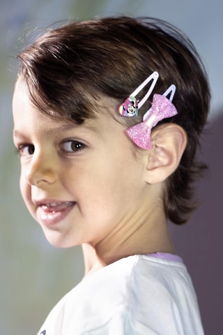 4 molas para cabelo Minnie Disney - Rosa e vermelho