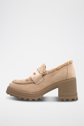 Mocassins de salto em nobuck Tani -  Bege