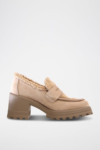 Mocassins de salto em nobuck Tani -  Bege