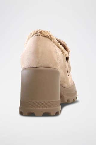 Mocassins de salto em nobuck Tani -  Bege