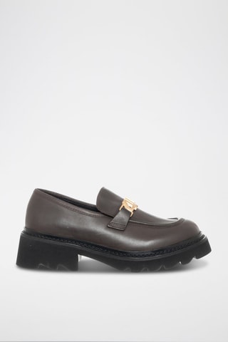 Mocassins de salto em couro Castanho