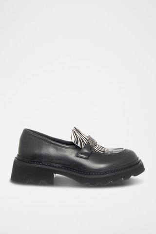 Mocassins de salto em couro Preto