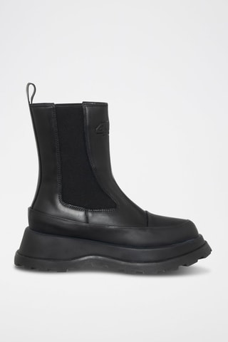 Botins Chelsea com plataforma em couro Destroy - Preto