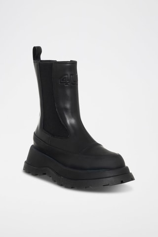Botins Chelsea com plataforma em couro Destroy - Preto