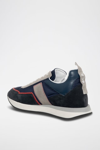 Sneakers em couro Azul-marinho e cinzento