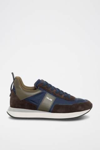 Sneakers em couro Castanho-escuro e verde-azeitona