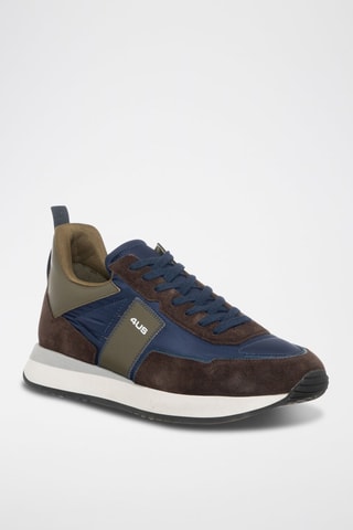 Sneakers em couro Castanho-escuro e verde-azeitona