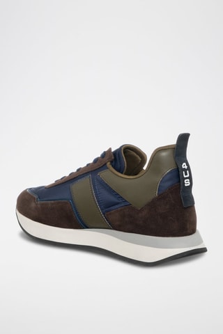 Sneakers em couro Castanho-escuro e verde-azeitona
