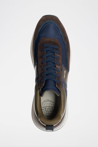 Sneakers em couro Castanho-escuro e verde-azeitona