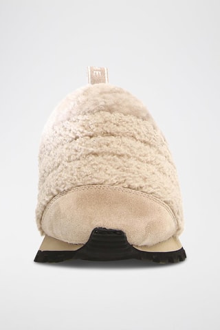 Slip-on com plataforma de nobuck Qwark - Bege