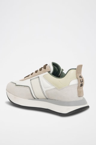 Sneakers em couro Cru e castanho