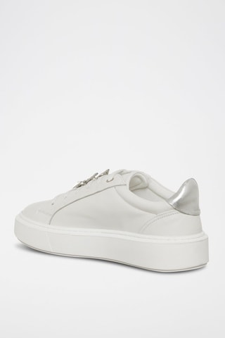Sneakers em couro Carrie - Branco e prateado