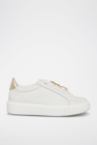 Sneakers em couro Carrie - Branco e dourado