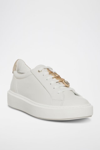 Sneakers em couro Carrie - Branco e dourado