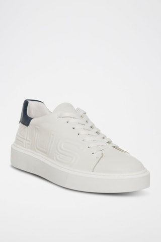 Sneakers em couro Dean - Branco e azul-marinho