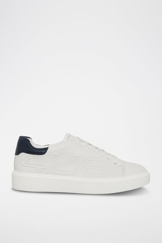 Sneakers em couro Dean - Branco e azul-marinho