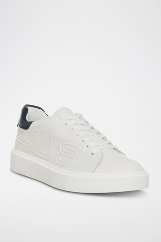 Sneakers em couro Dean - Branco e azul-marinho