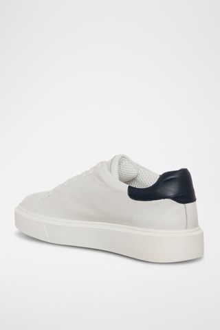 Sneakers em couro Dean - Branco e azul-marinho