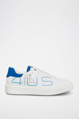 Sneakers com plataforma em couro Branco e azul