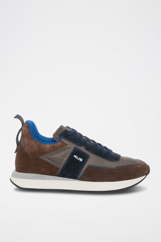 Sneakers em couro Castanho