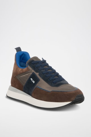 Sneakers em couro Castanho