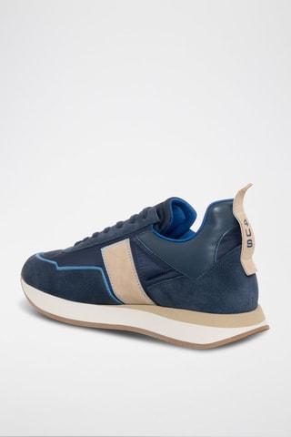 Sneakers em couro Azul-marinho e bege