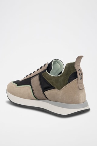Sneakers em couro Castanho-claro e verde-azeitona