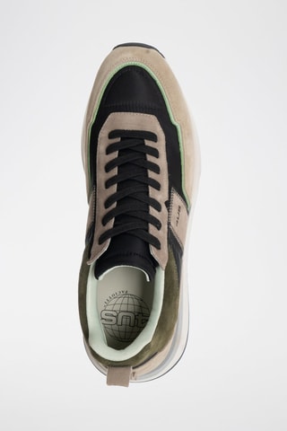 Sneakers em couro Castanho-claro e verde-azeitona