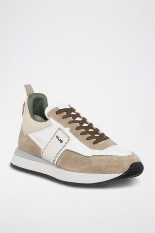Sneakers em couro Castanho-claro e branco