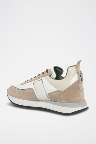 Sneakers em couro Castanho-claro e branco
