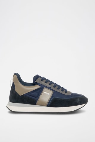 Sneakers em couro Azul-marinho e castanho