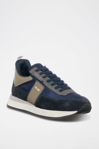 Sneakers em couro Azul-marinho e castanho
